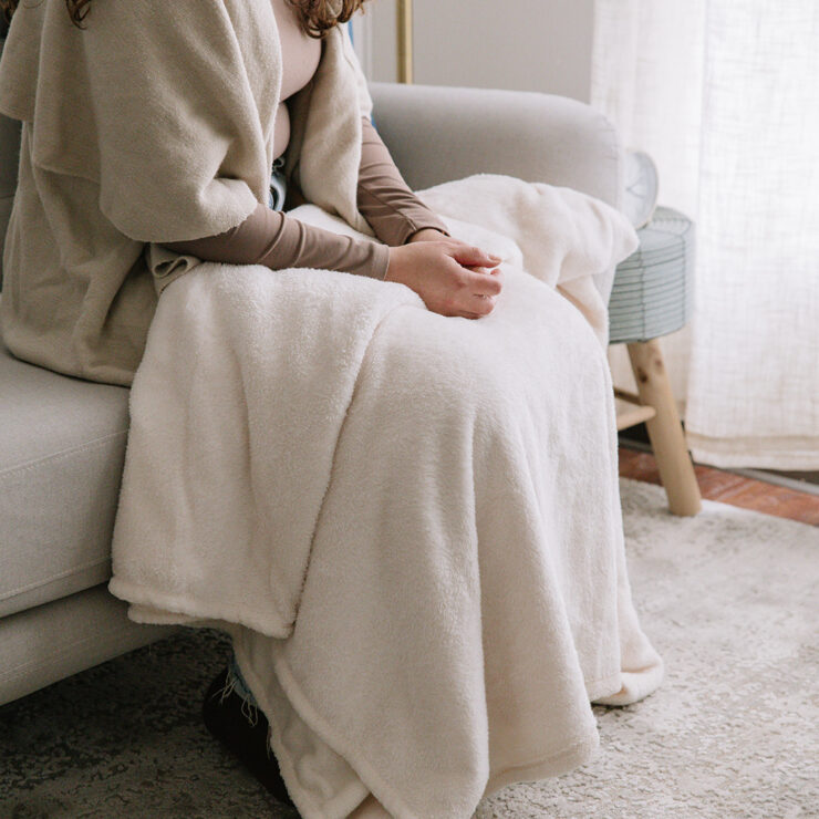 Client seated in a calm therapy space at The Mindful Place in Cambridge Ontario.
